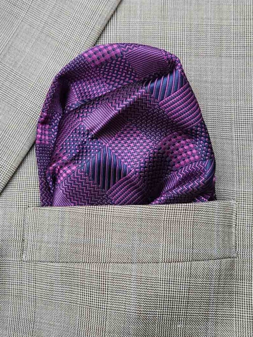 SW for Gascoigne Pocket Square Purple Blue Geometric Men's